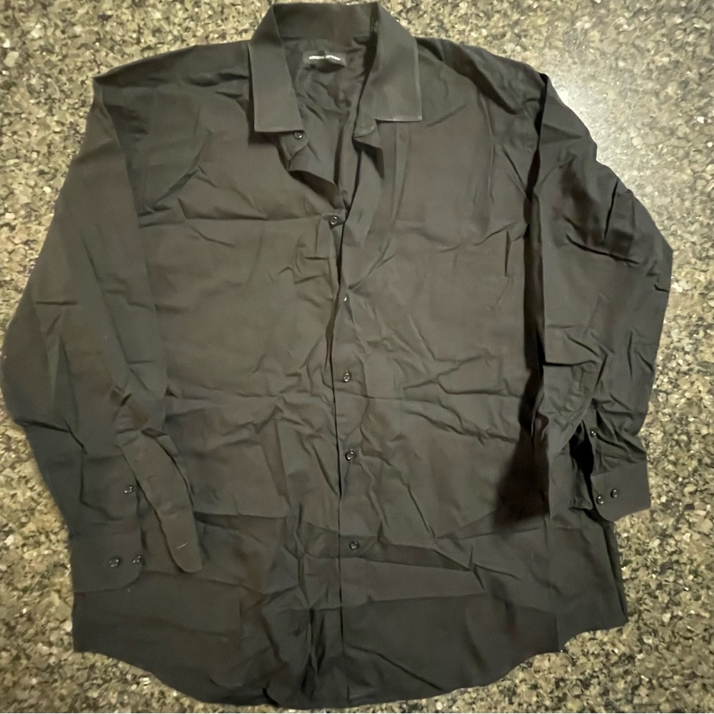 Adrienne Vittadini Dress Shirt Big & Tall Black 2XLT 18-18.5 36/37 Long Sleeve
